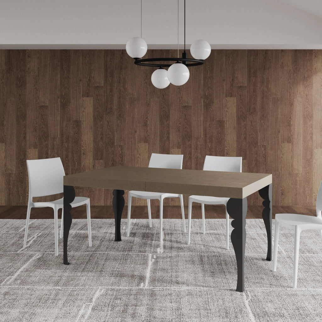 Tavolo allungabile 90x160/420 cm Paxor tortora gambe antracite