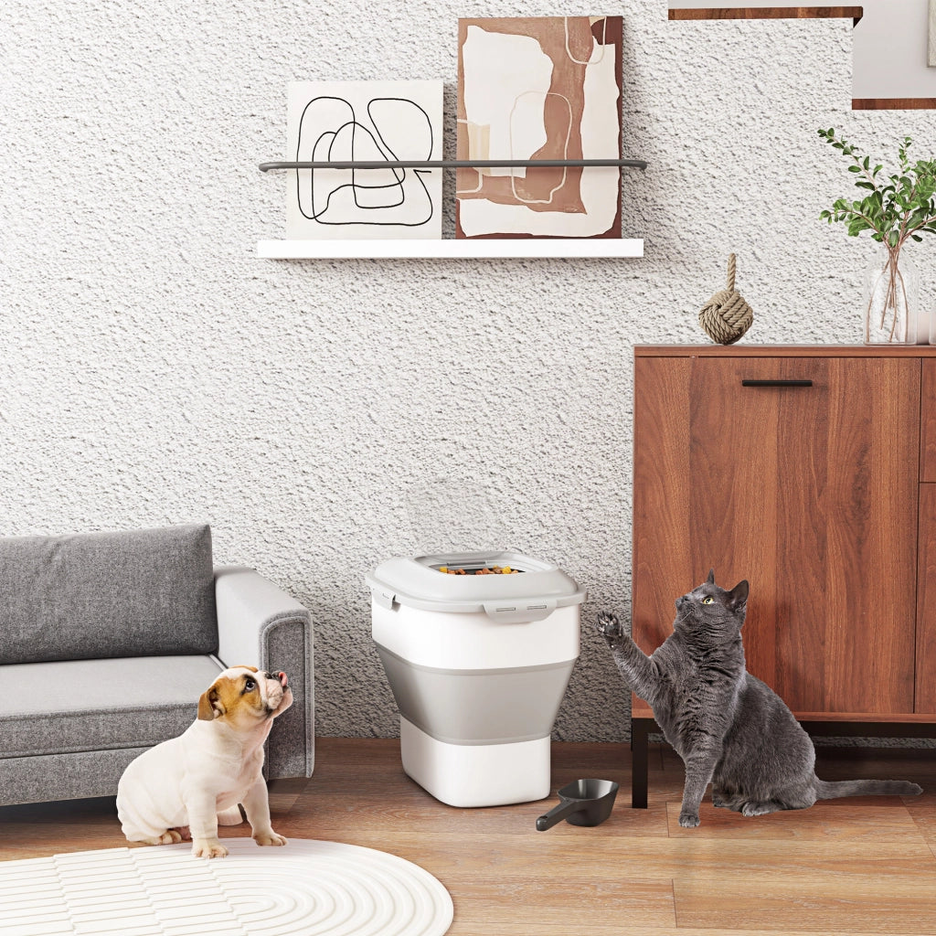 Contenitore per Cibo Cane ¨C zephmum ¨C Grigio PP TPE 44x32x37 cm