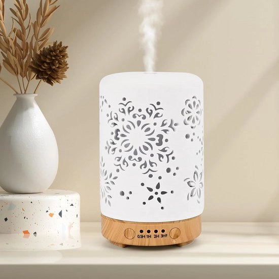 Diffusore aromatico ceramico 100 ml - umidificatore ultrasonico con 4 timer e 7 colori LED - lampada da notte per yoga in casa