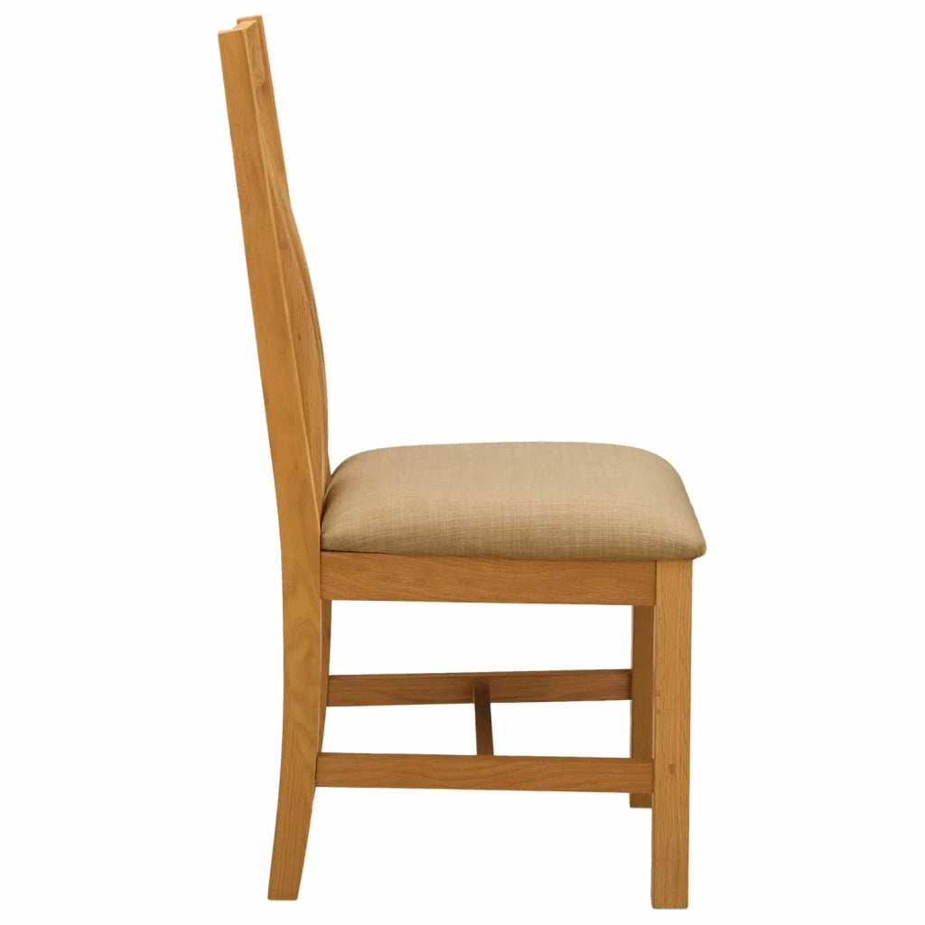 Sedia da pranzo 2 pz Legno di Quercia Massello Beige 42039159