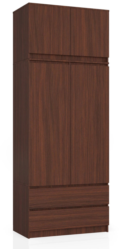 Armadio AKORD S90 con sopralzo Wengé 90 cm 2 ante 2 cassetti 90x51x234 cm
