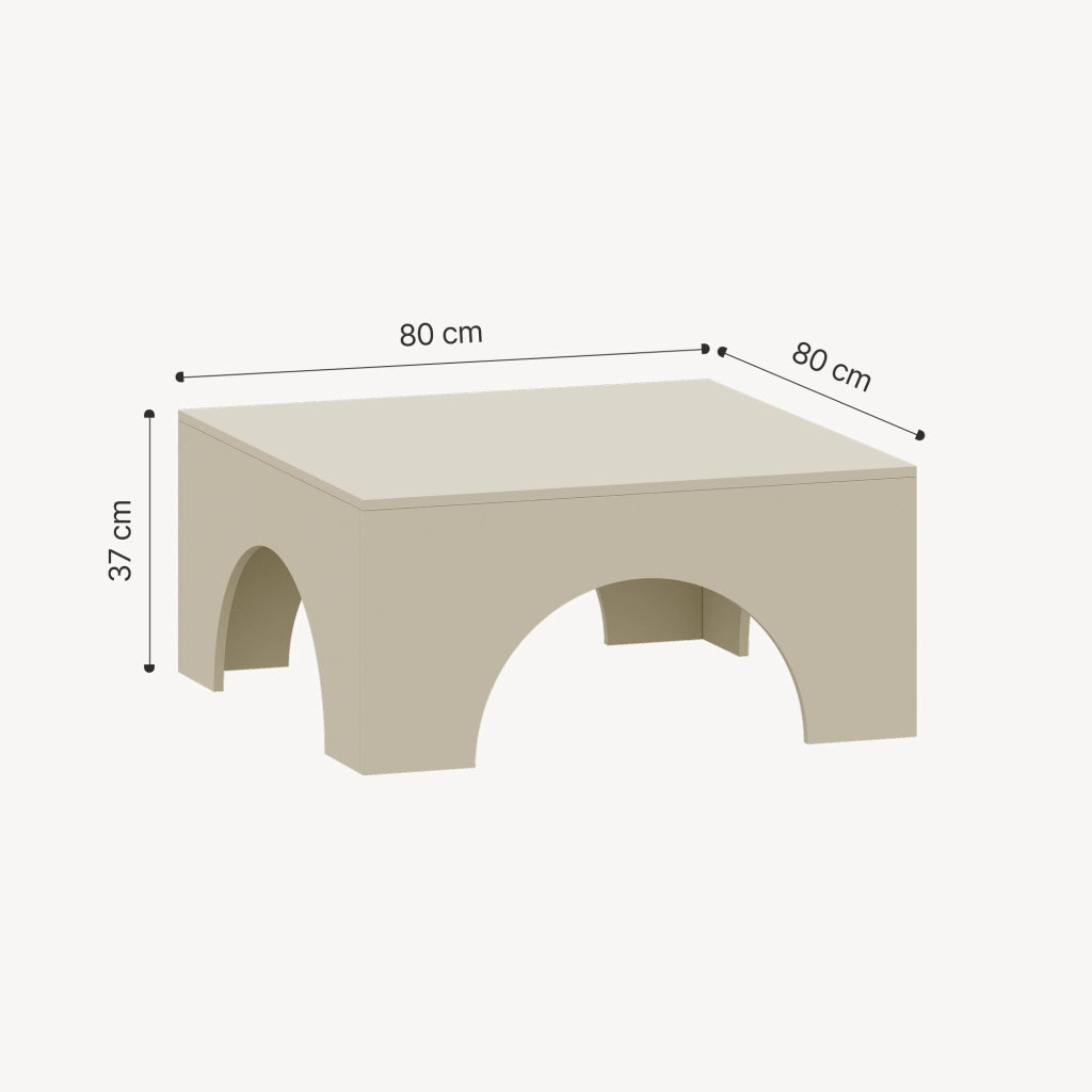 Tavolino da Salotto Vivatka con Piano Quadrato 80 x 80 x 37 cm - Colore Sabbia [en.casa]