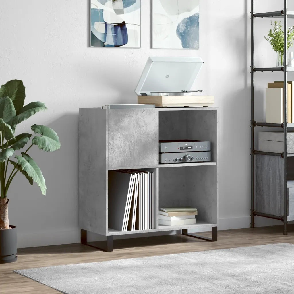 Mobile Porta Dischi Grigio Cemento 84,5x38x89 Legno Multistrato 831784