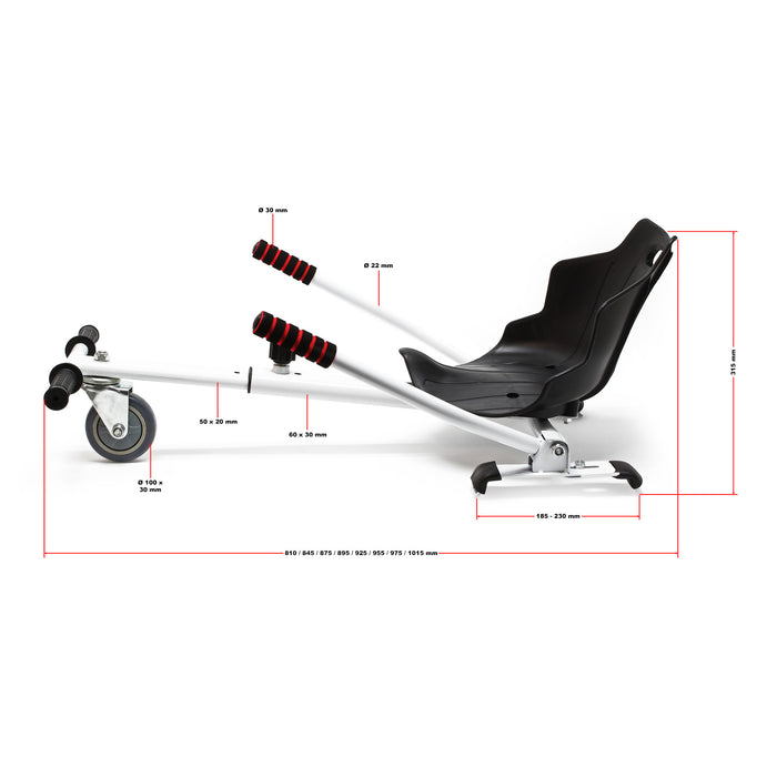Sedile per hoverboard max 120 kg rosso, regolabile, per scooter elettrico autobilanciato