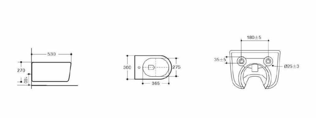 Sanitari sospesi WC e Bidet in Ceramica Copriwater soft-close TRAMONTANA Bianco