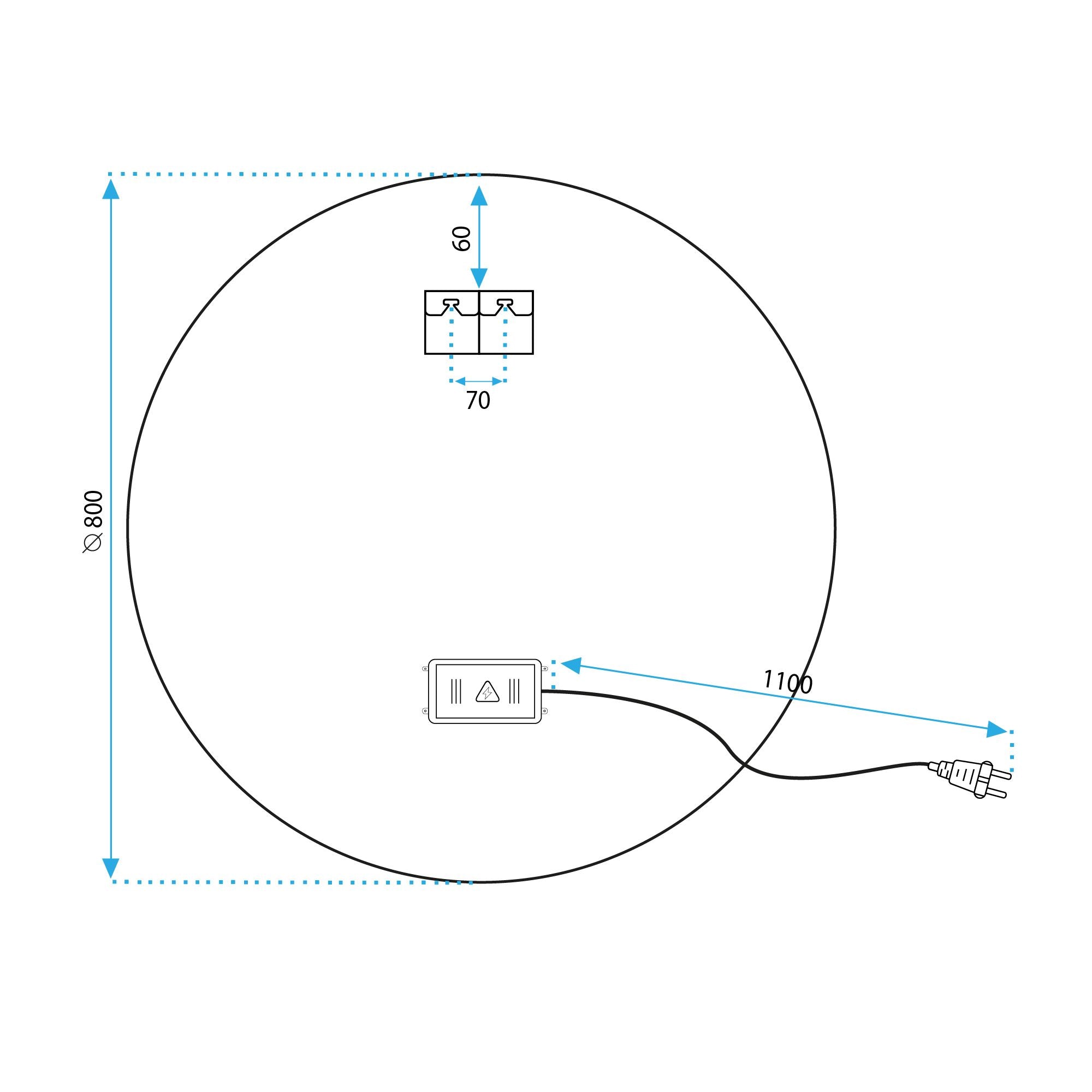 Specchio Led 70cm Ffj70