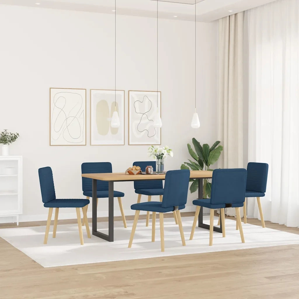 Sedie da Pranzo 6 pz Blu in Tessuto 3315522