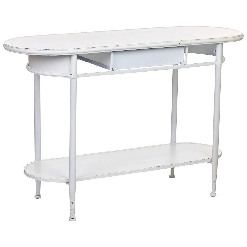Mobili d'ingresso 1 cassetto e ripiano in metallo bianco 120x41x75h cm