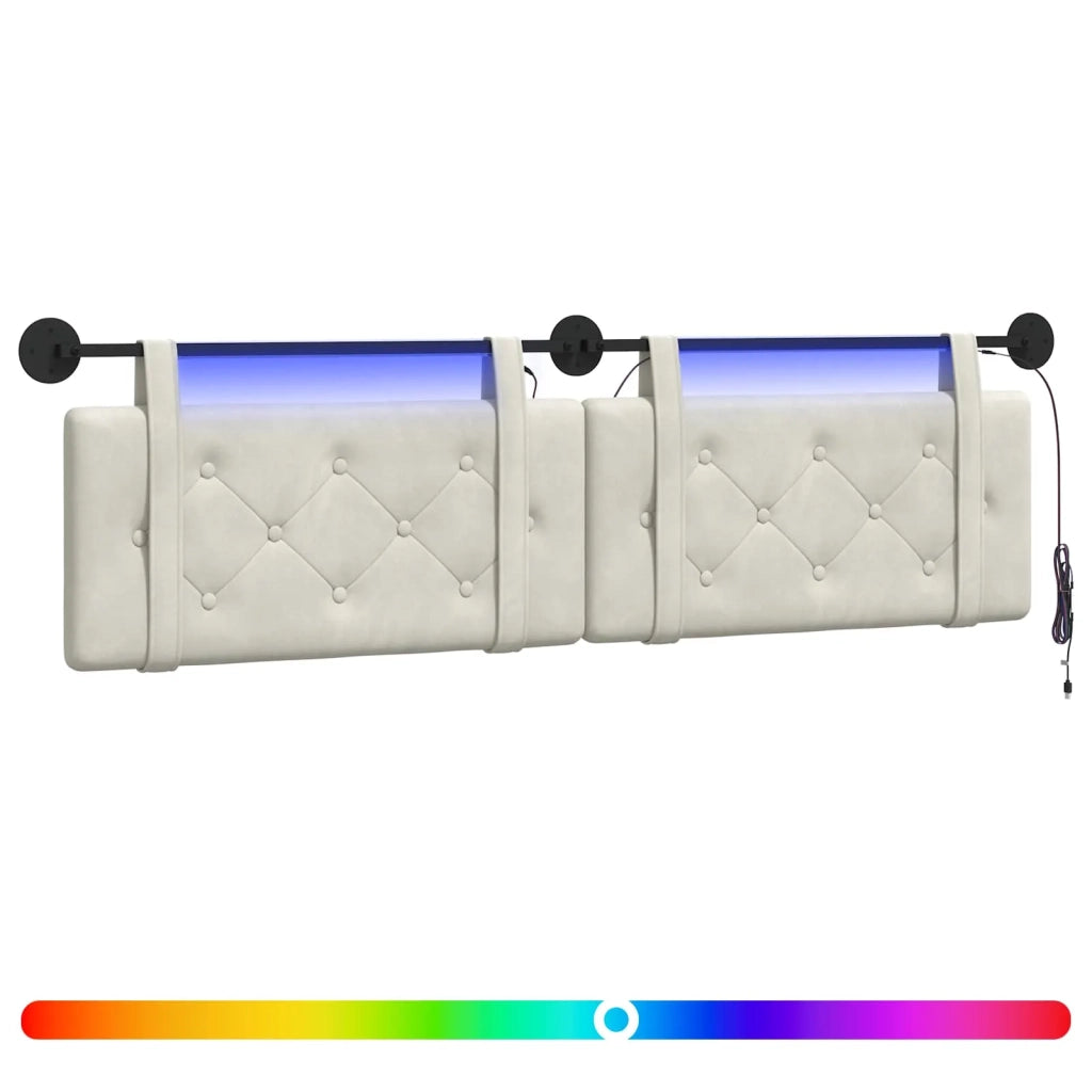 Testiera sospesa Con luce LED Crema Velluto