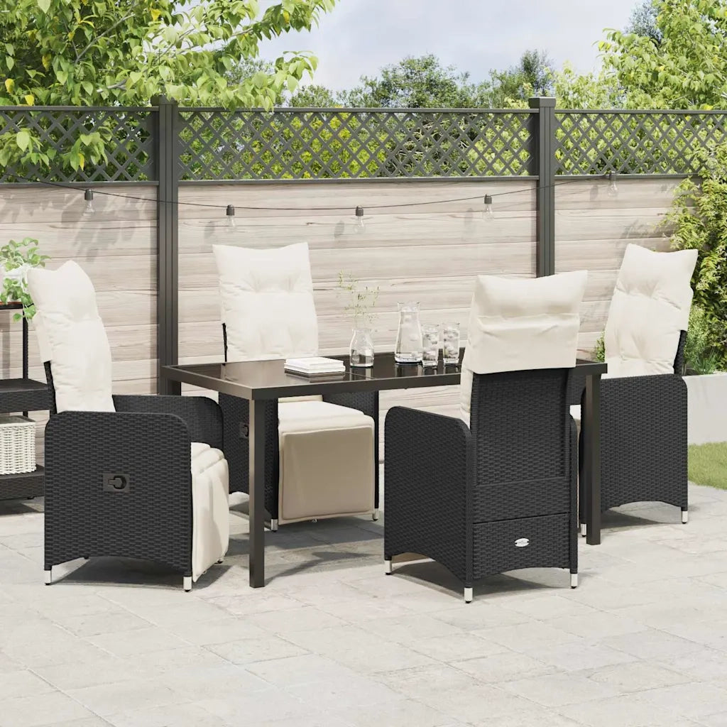 Set da Pranzo per Giardino con cuscino 5 pcs Nero polyrattan 3379663
