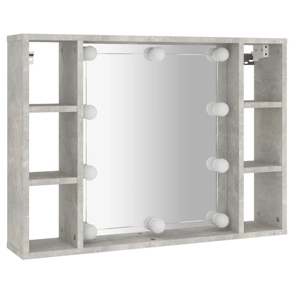 Armadio a specchio con illuminazione a LED 76 x 15 x 55 cm grigio 02_0006675
