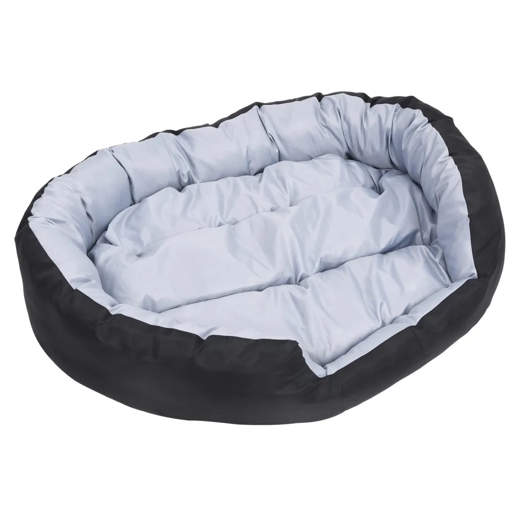 Cuscino per Cani Reversibile Lavabile Grigio e Nero 110x80x23cm CFW9138195