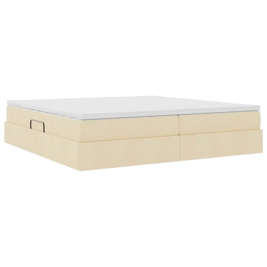Letto con contenitore e materasso Crema 200 x 200 cm Poliestere