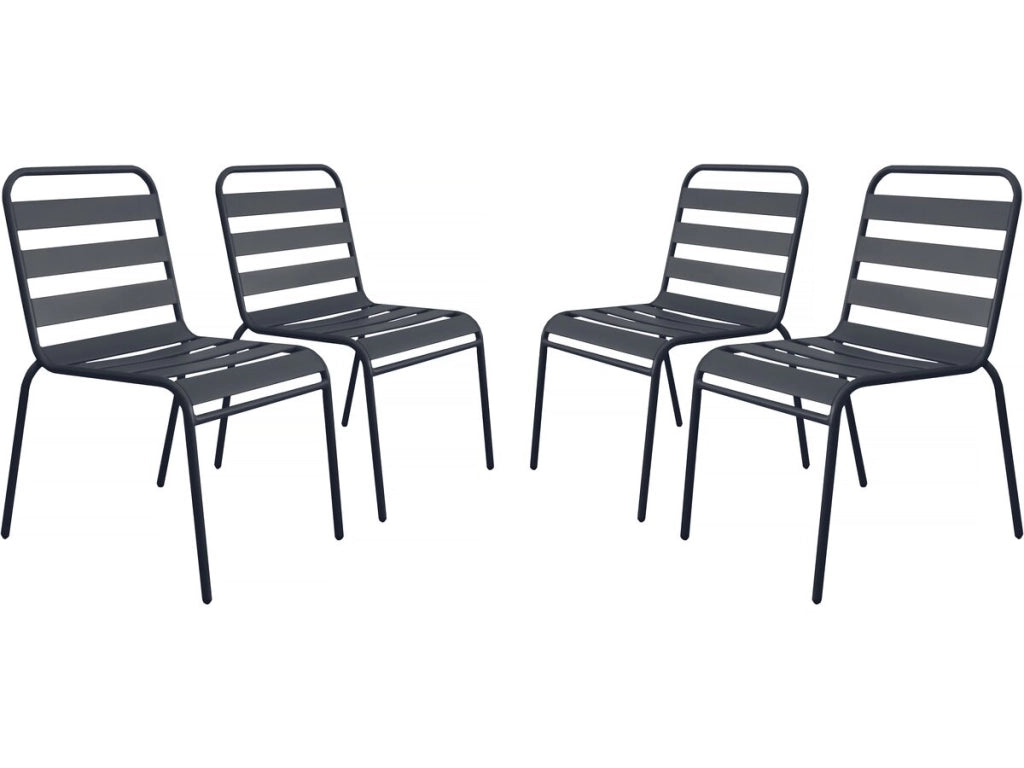 Set di 4 sedie da giardino impilabili in metallo "Bilbao" - Grigio
