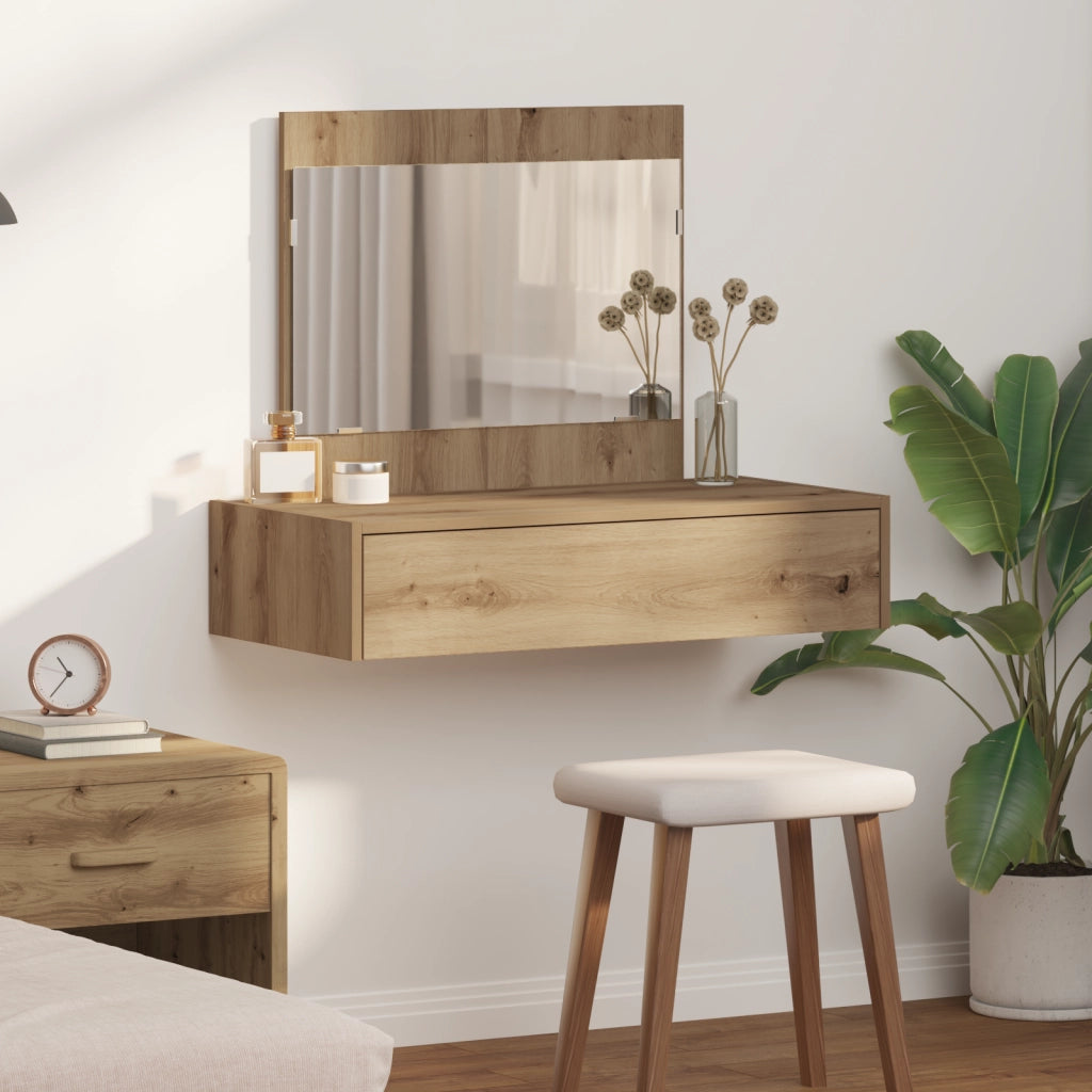 Tavolo da Trucco Appendibile in Rovere Artigianale 83x40x70 cm