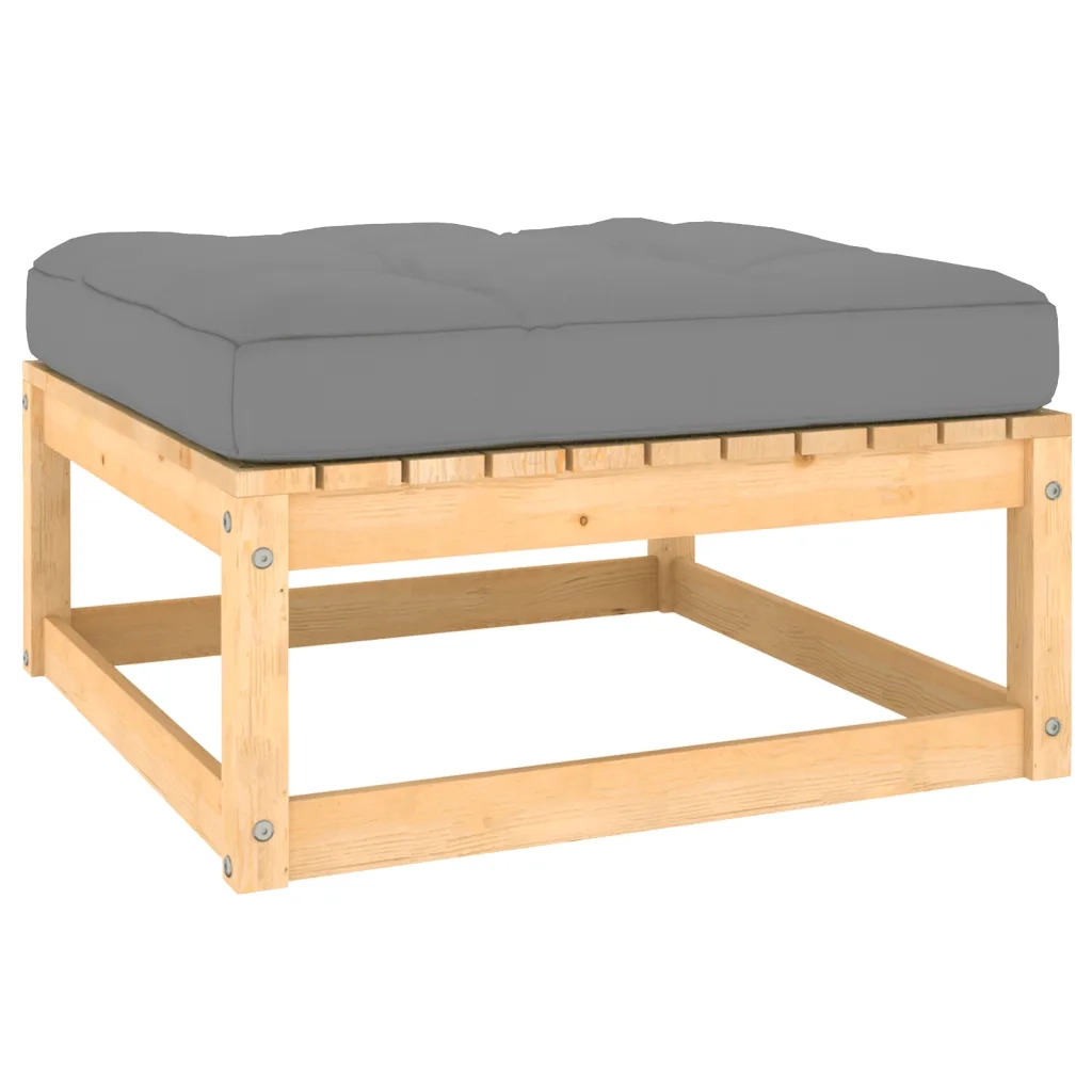 Set Salotto Giardino 10pz Cuscini Antracite Legno Massello Pino 3077164
