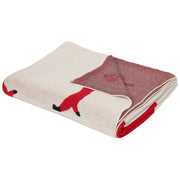 Coperta in cotone beige e rosso 130 x 180 cm Lancio per il letto Accogliente motivo cane Camera da letto Camera dei bambini Design moderno