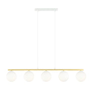 Lampadario Emibig Allora 5xE14 bianco oro vetro 105cm