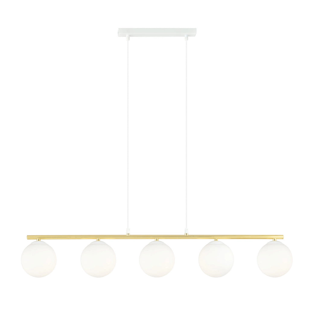 Lampadario Emibig Allora 5xE14 bianco oro vetro 105cm