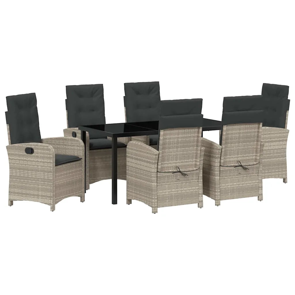 Set da Pranzo per Giardino 7 pcs Grigio chiaro polyrattan 3380299