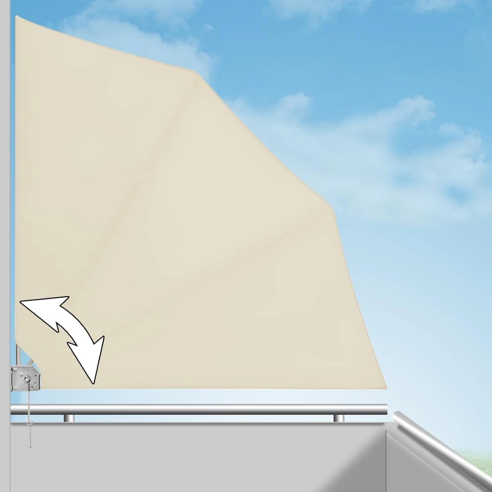 Tenda a Ventaglio da Balcone Pieghevole con Supporto 140x140cm Frangivento Privacy Terrazza Tenda Laterale
