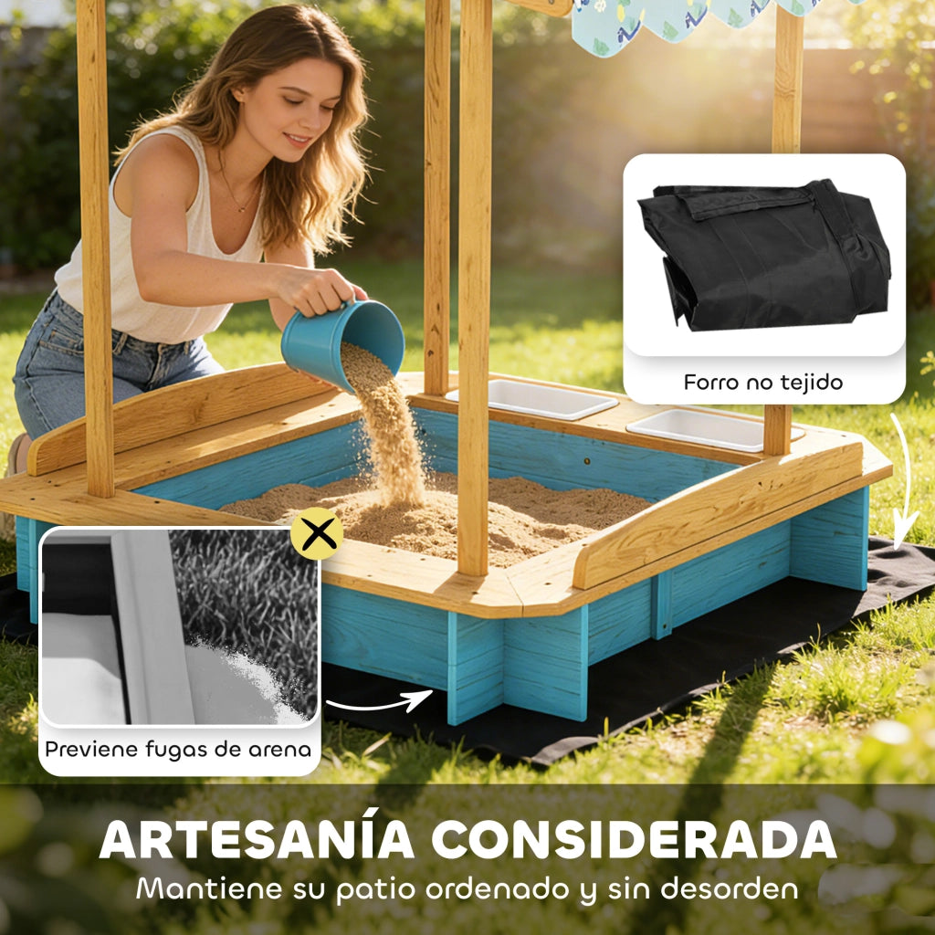 Casetta per Bambini in Legno con Banco e Contenitore ¨C Minimal ¨C 128x118x121 cm Blu