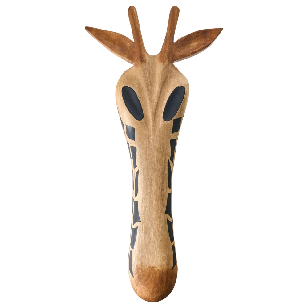 Decorazione da parete in legno di mango marrone Decorazione da appendere con motivo giraffa Stile boho swahili fatto a mano