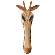 Decorazione da parete in legno di mango marrone Decorazione da appendere con motivo giraffa Stile boho swahili fatto a mano