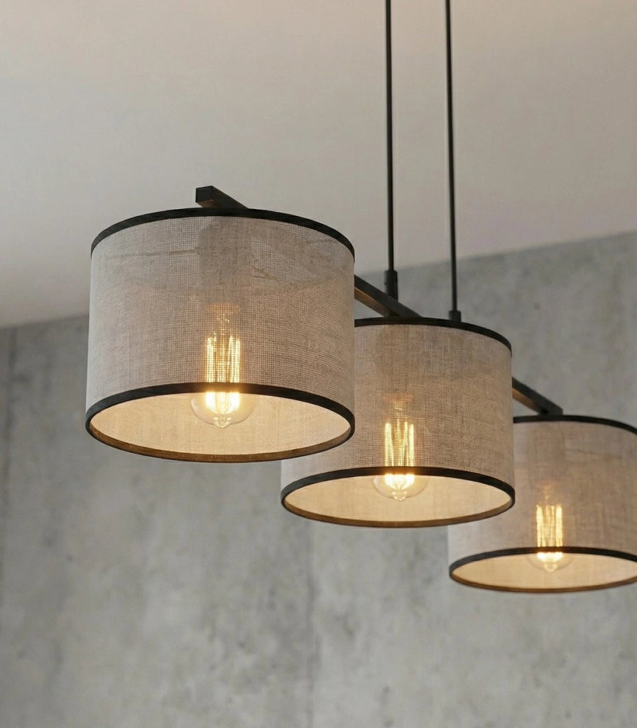 Lampada sospesa moderna cilindrica 3xE27 grigio nero Emibig