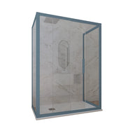Box doccia 3 lati 70x160x70 CM H 200 Vetro Trasparente Profilo Blu Navy mod. Deco Trio