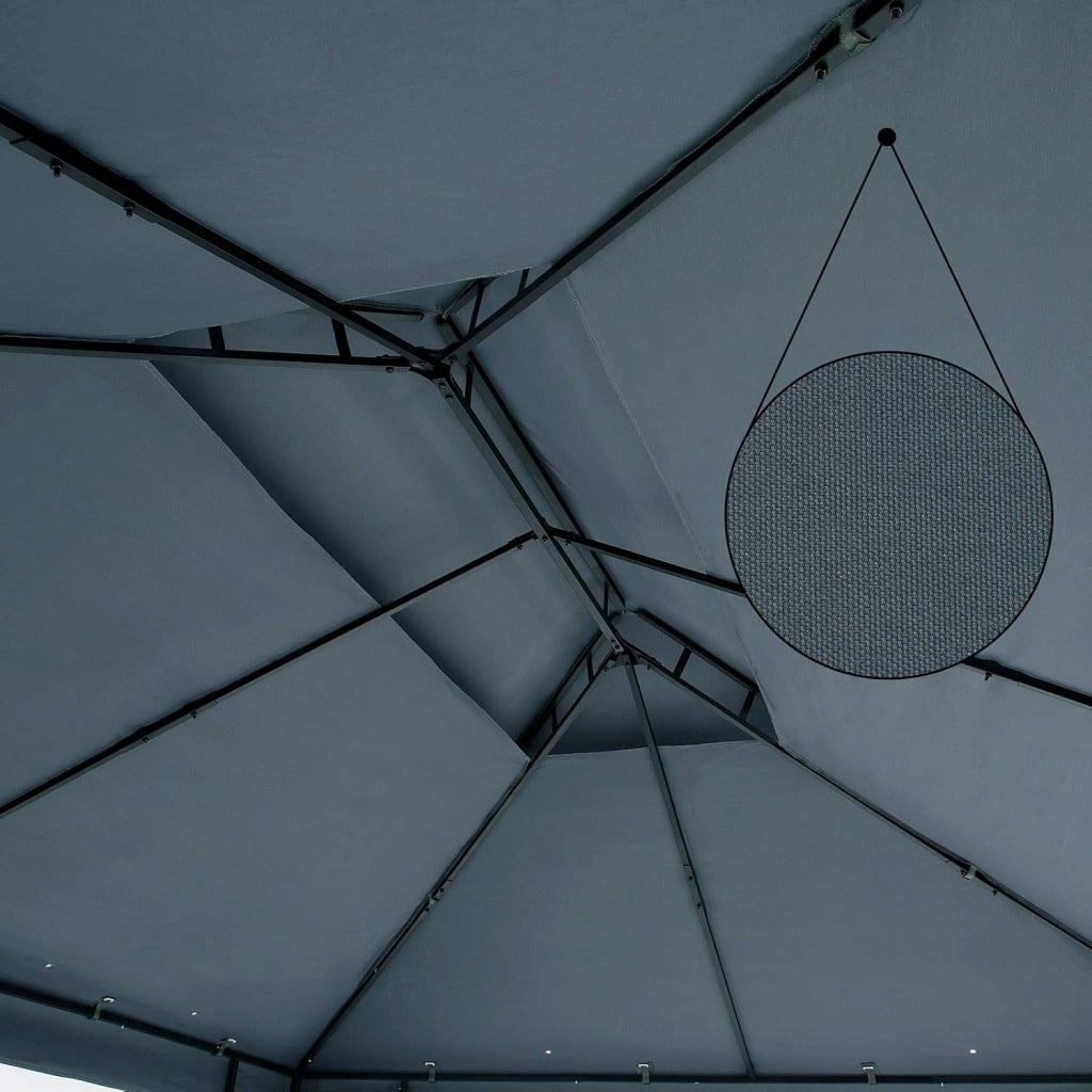 Gazebo EldaPadiglione 3x4m in Metallo Resistente Idrorepellente con Pannelli Laterali Tendone da Giardino Feste