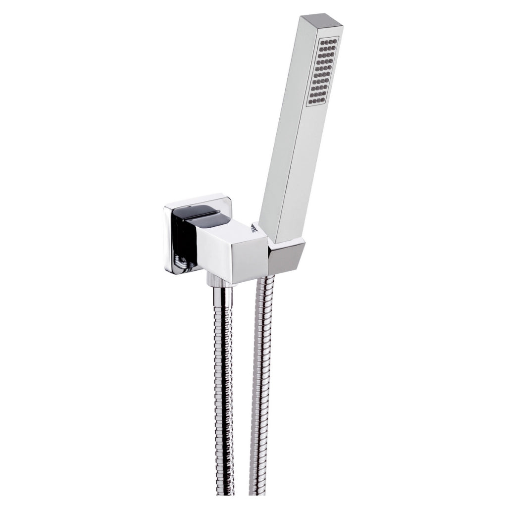 PRESA ACQUA QUADRATA SUPPORTO IN OTTONE + DOCCETTA POLAR + FLESSIBILE- Cromo- MARIA- pezzi 1