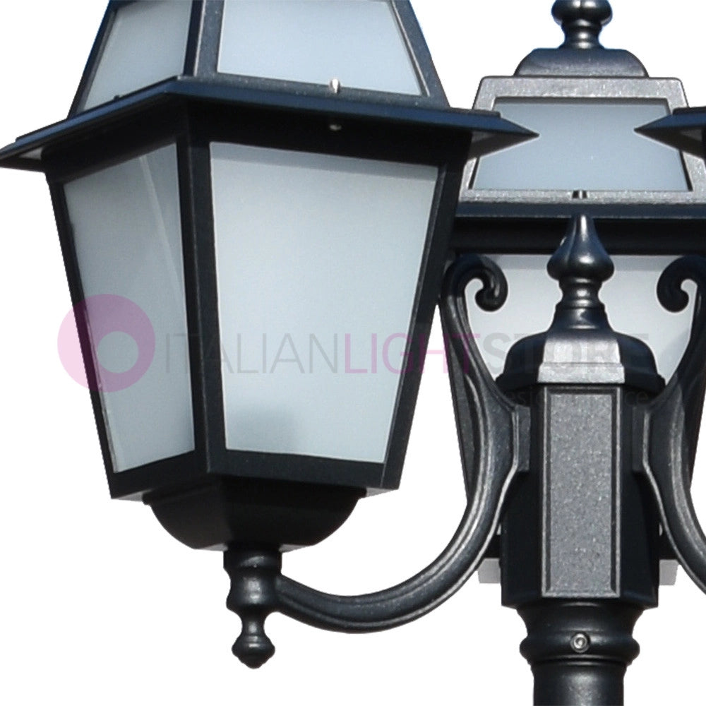 ARTEMIDE ANTRACITE Lampione h. 238 a 3 luci per Esterno Classico Lanterne Quadrate