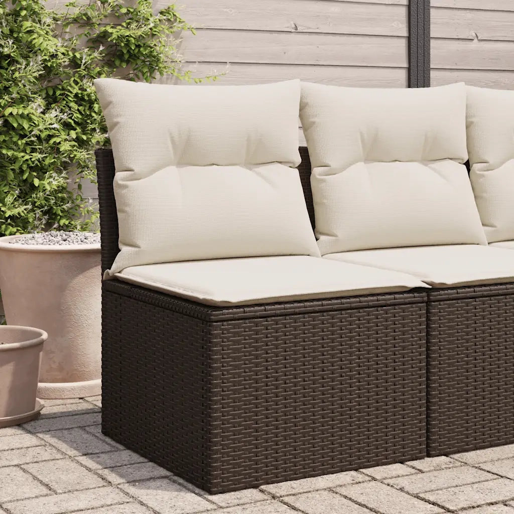 Sedia Giardino Senza Braccioli con Cuscini Polyrattan Marrone 366215