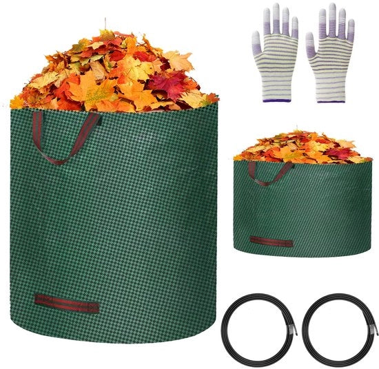 Set di contenitori per rifiuti di giardinaggio da 120L e 50L - Inclusi guanti da lavoro - Scarpette per rifiuti di giardinaggio verde