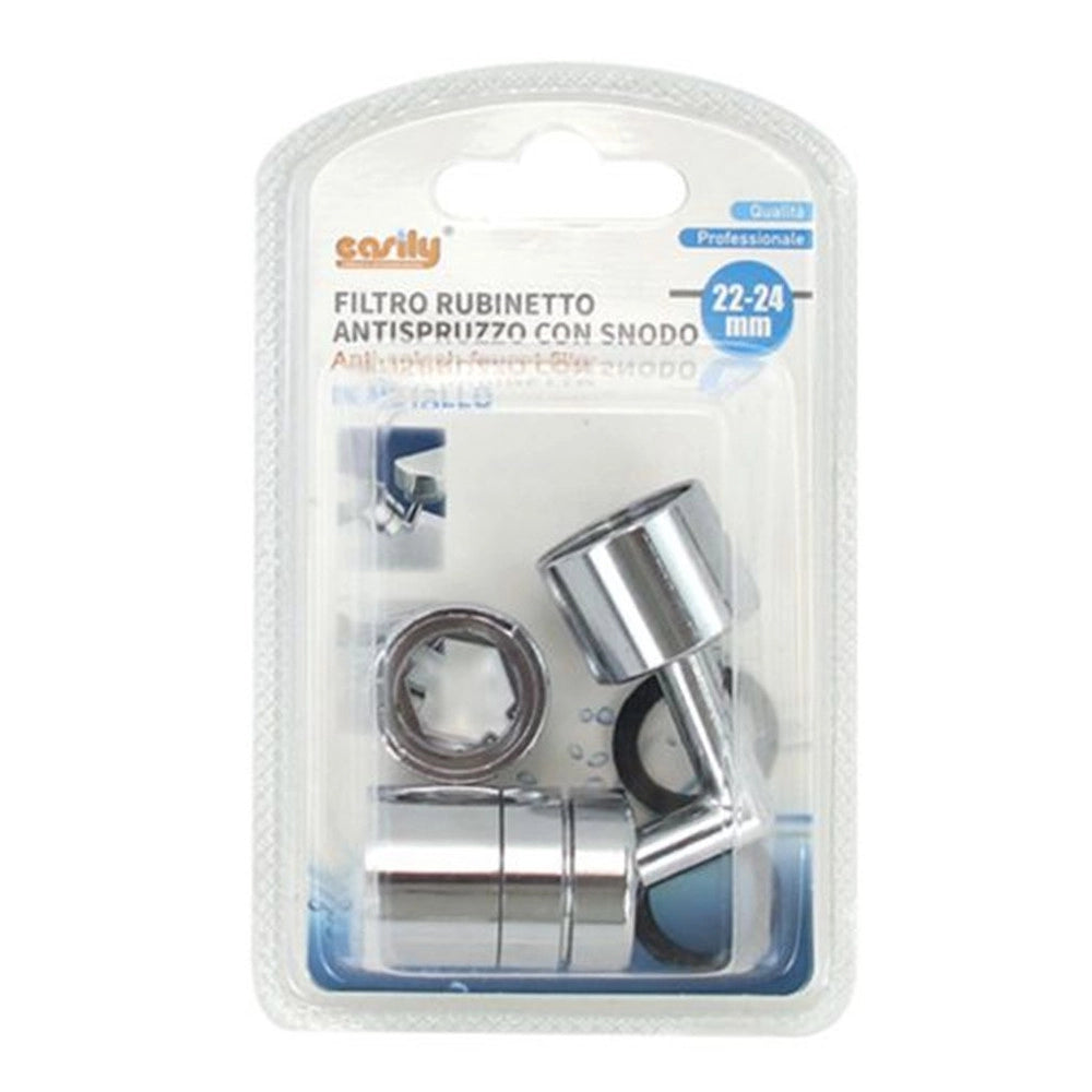 Trade Shop - Filtro Rubinetto Antispruzzo Con Snodo In Metallo Rompigetto Aeratore 22-24mm 87979 -