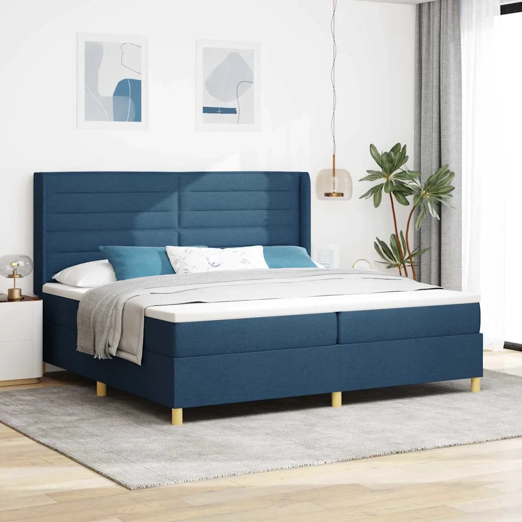 Letto a molle con strisce LED Blu 200 x 200 cm Tessuto 3343657