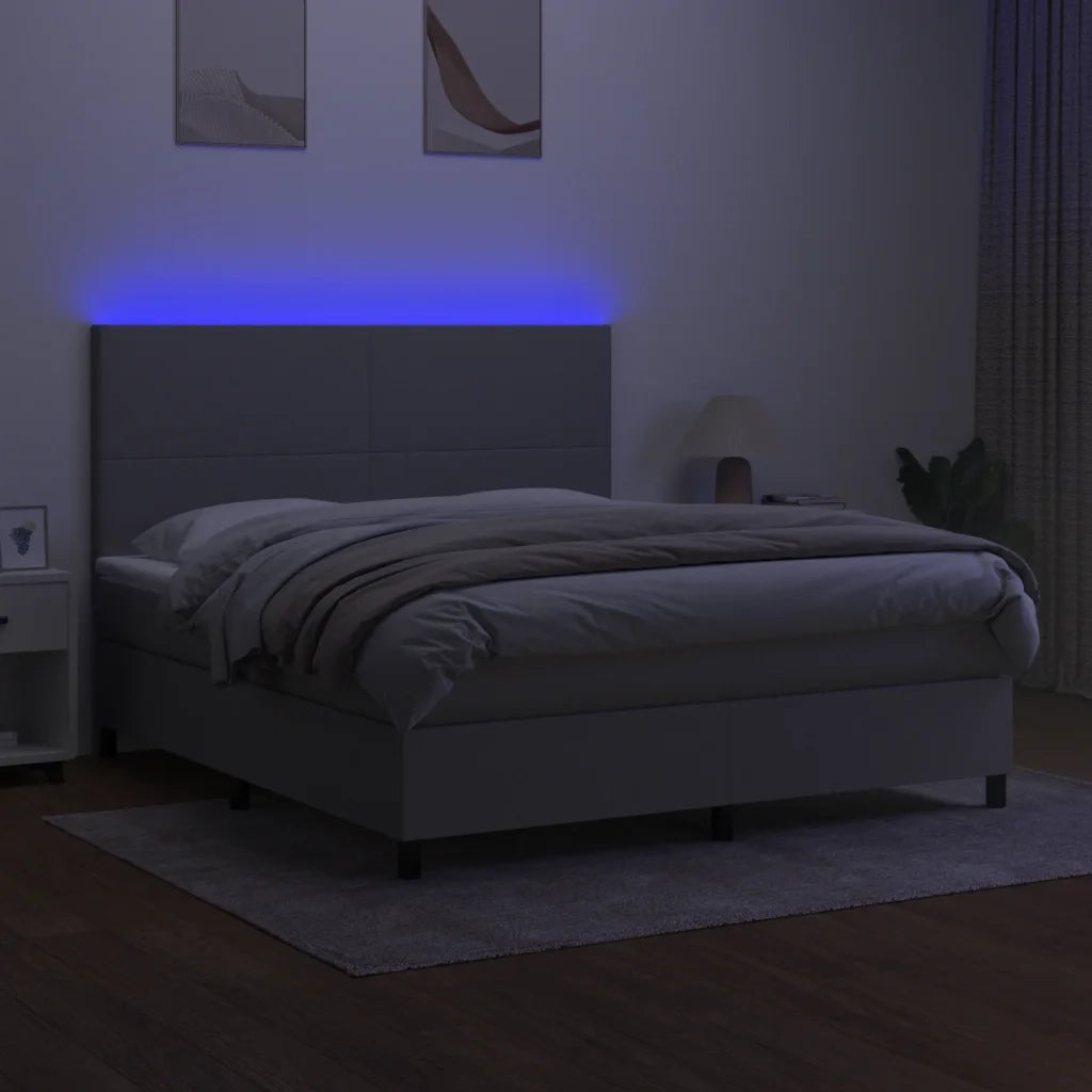 Letto a Molle Materasso e LED Grigio Chiaro 160x200 cm Tessuto cod mxl 34791