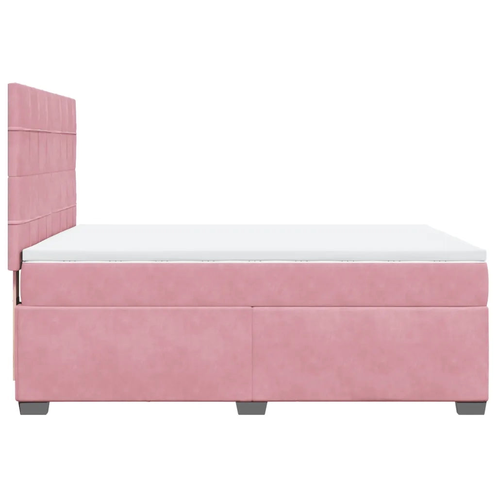 Giroletto a Molle con Materasso Rosa 140x200 cm in Velluto 3290935