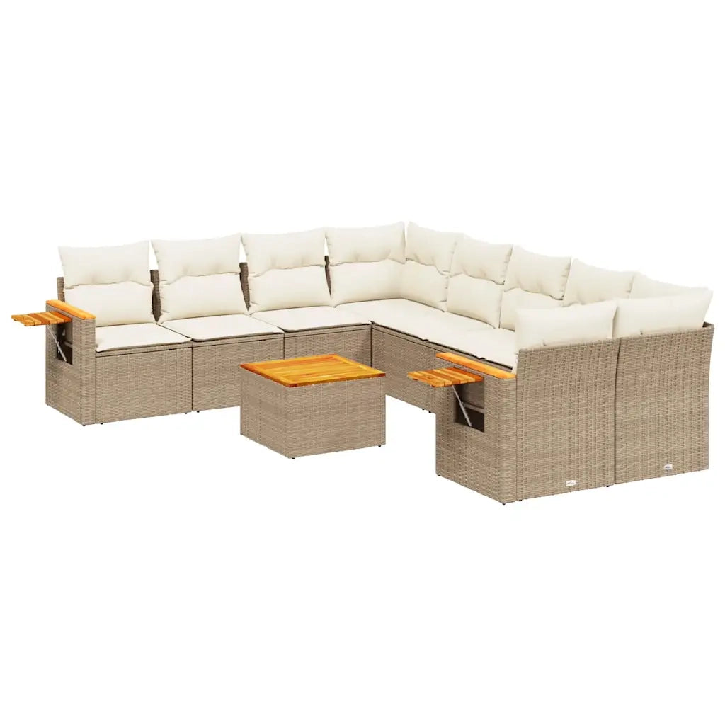 Set Divano da Giardino 9 pz con Cuscini Beige in Polyrattancod mxl 90888