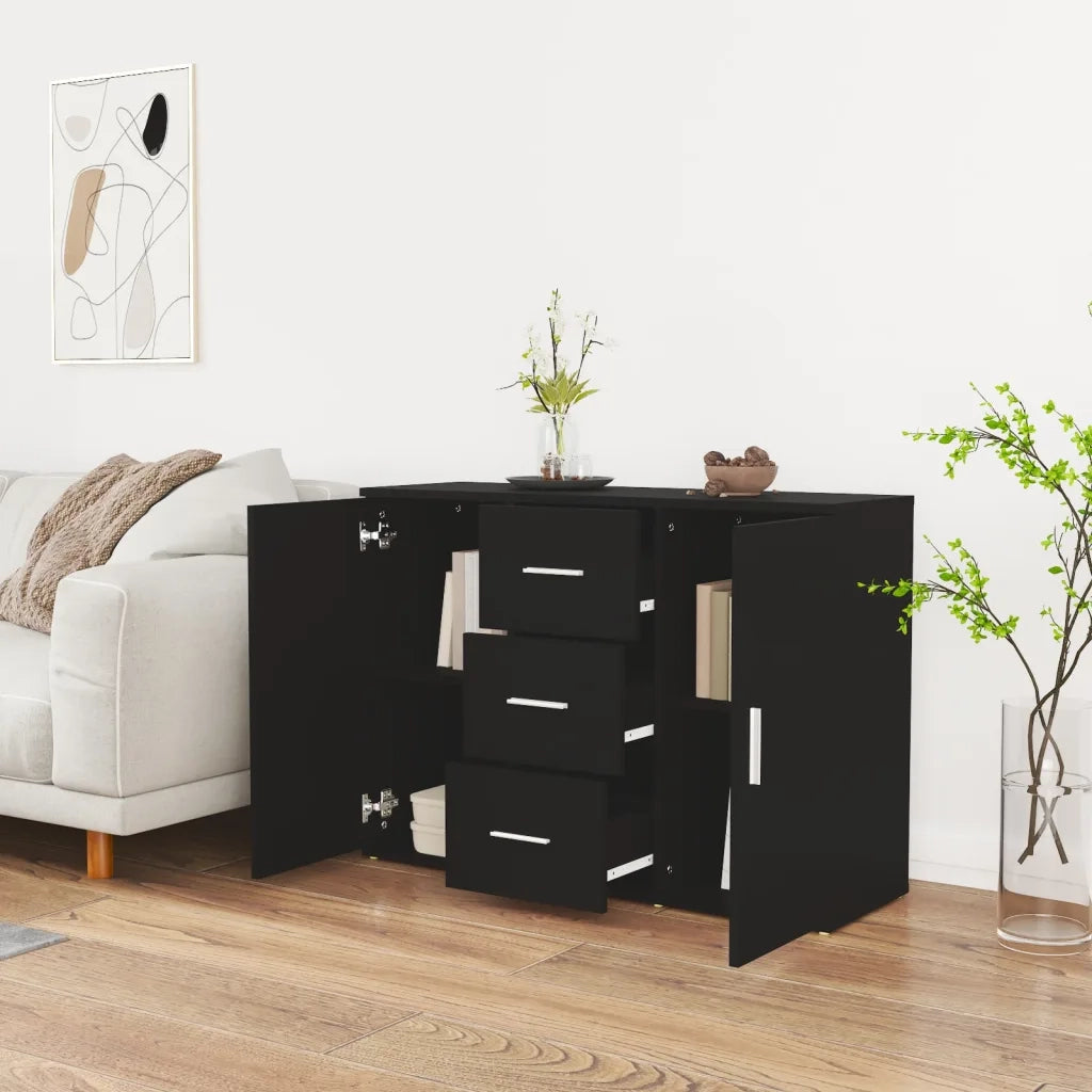 Credenza | Madia | Buffet da pranzo | Armadio da pranzo Nera 91x29,5x65 cm in Legno Multistrato