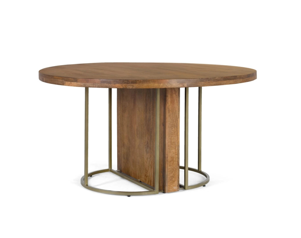 Tavolo da pranzo rotondo in legno massello di mango 150 cm