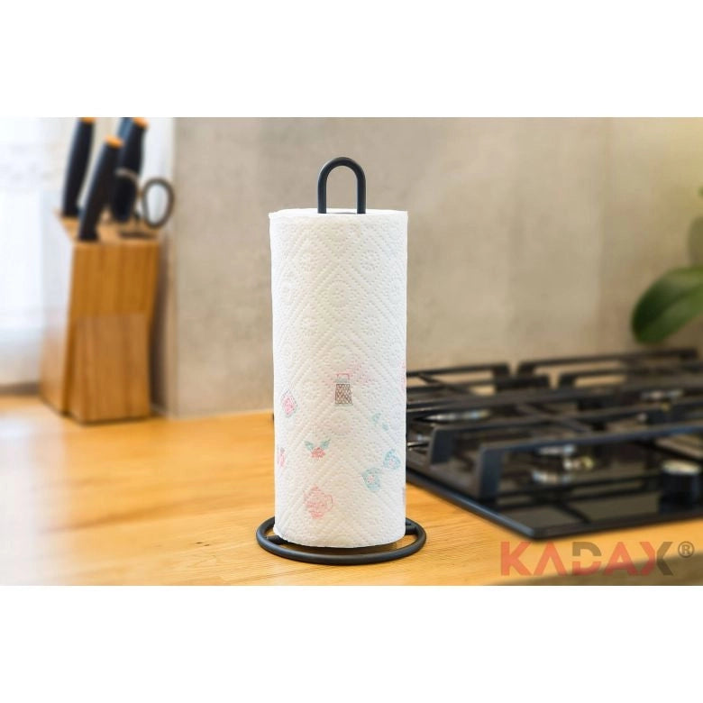 Portarotolo di carta assorbente KADAX, in metallo, nero, per asciugamani da cucina, stabile, 32 cm