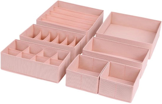 Cassettiere Opvoluta 7 pezzi - Organizzatore per Abbigliamento, Sotto Abbigliamento, Calze, Camicie, Giochi, Articoli da Ufficio, 7 pezzi (Rosso)