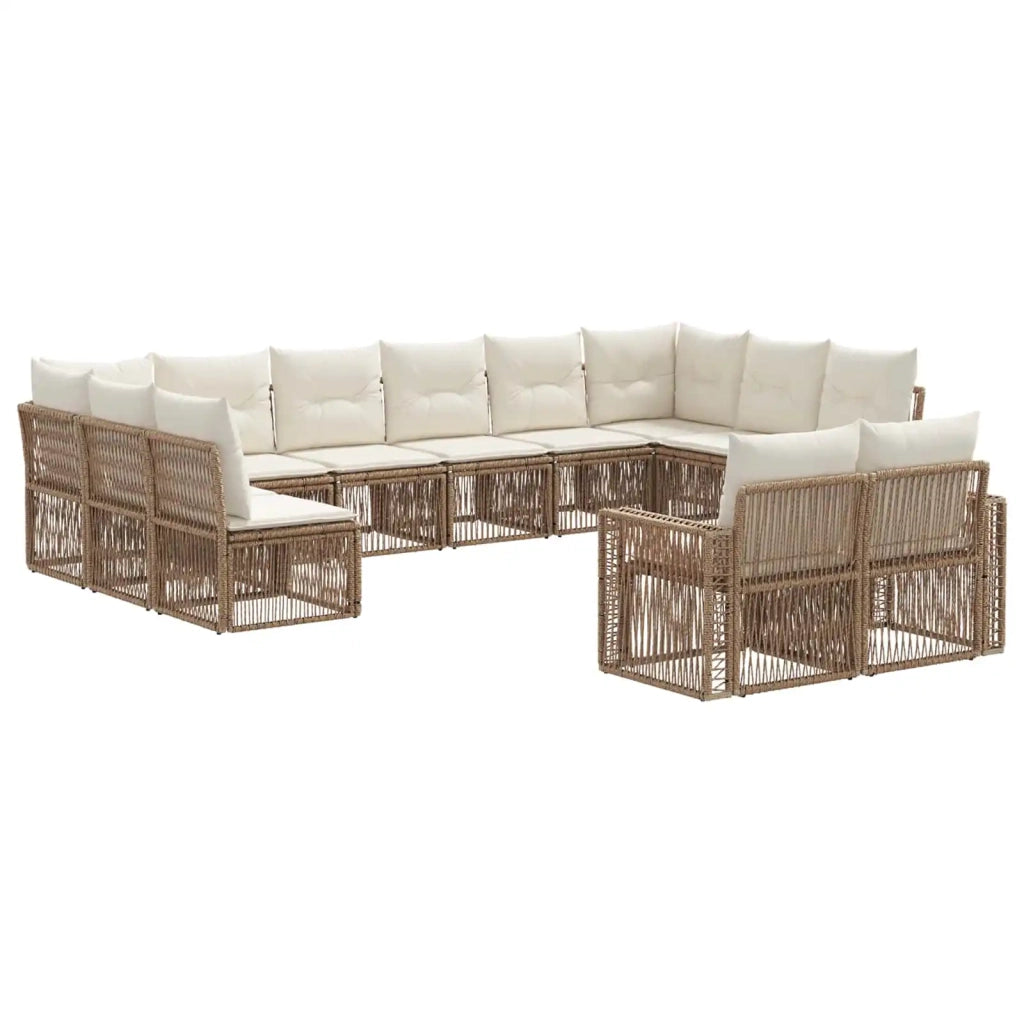 Set Divano da Giardino 12 pcs Beige e Bianco Crema polyrattan 3435270