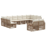 Set Divano da Giardino 12 pcs Beige e Bianco Crema polyrattan 3435270