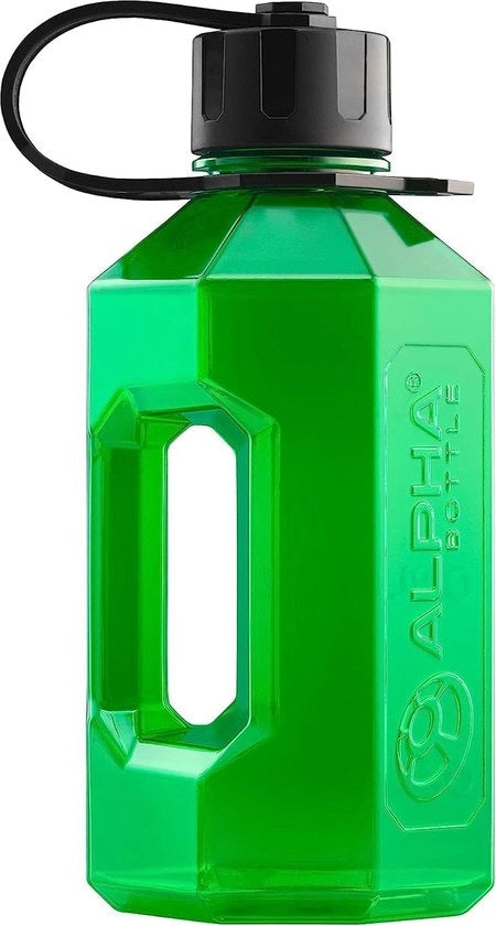 Fles XL 1,6 litro acqua - 1600 ML fles acqua BPA-free con chiusura ermetica - 1,6 L flessa acqua per idratazione facile - verde