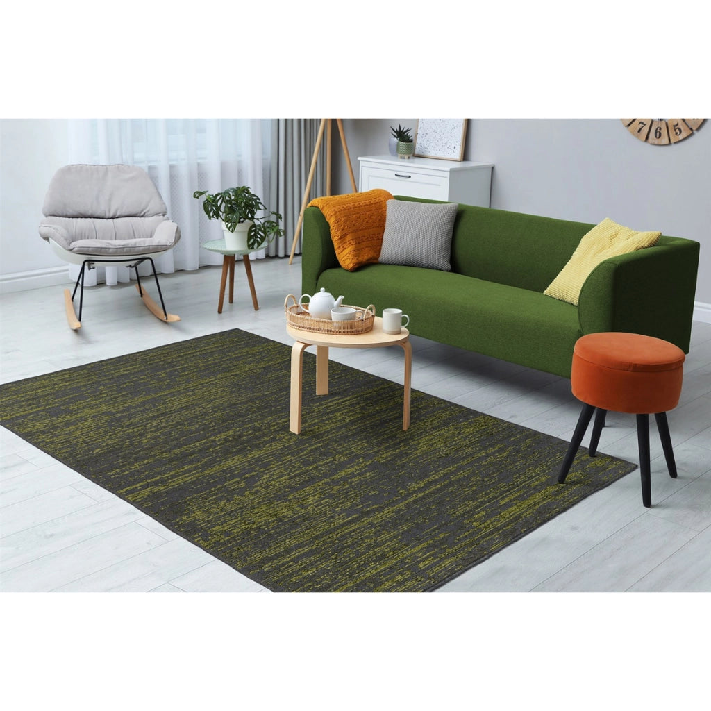 Tappeto moderno Kalevi 100 in ciniglia verde e antracite