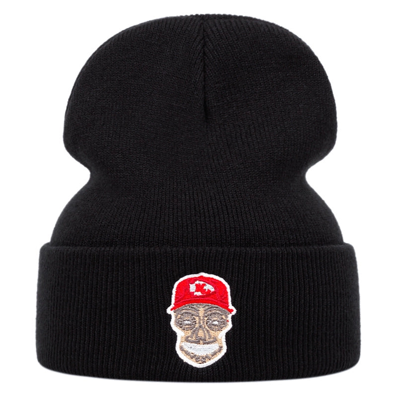 Cappelli invernali caldi lavorati a maglia con ricamo KC, neri