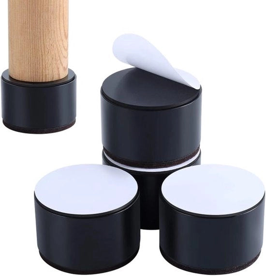 Set di 4 sostegni per mobili progettati per aggiungere 5 cm di altezza, possono sostenere fino a 4500 kg e sono realizzati in acciaio. Nero, rotondo.
